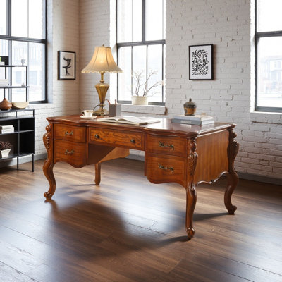 American country style carved desk
