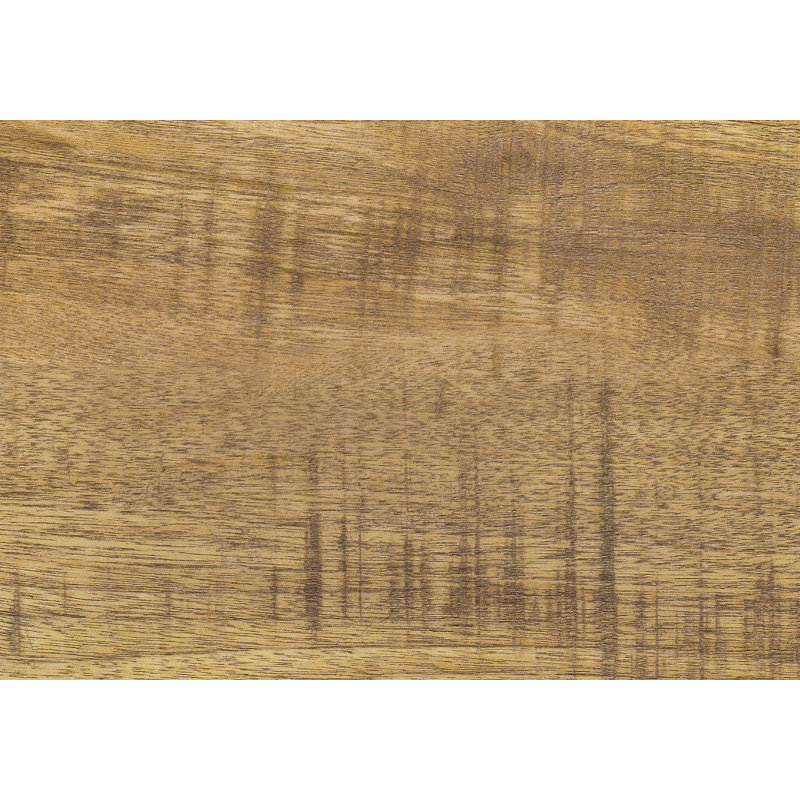 Table basse contemporaine avec plateau en bois de manguier et structure en métal noir