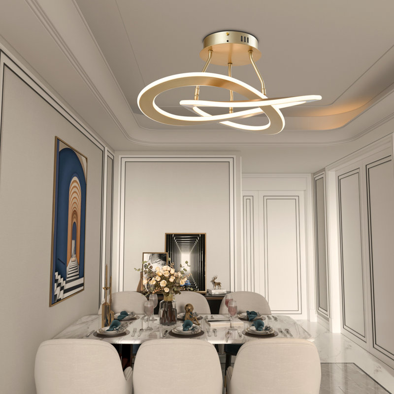 Concord 19.69" W 2-Light Integrated LED Dimmable Semi Flush Mount, Brushed Gold