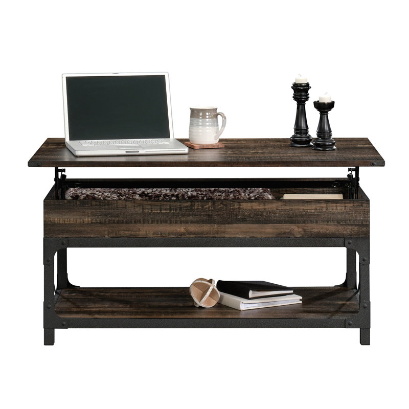 Table basse à plateau relevable Hovey, Chêne carbonisé