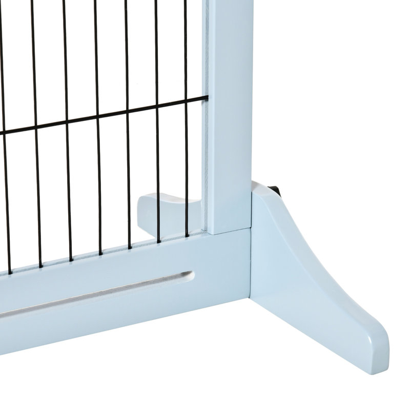 Barrière pour animaux l 72 po x H 26,96 po, largeur réglable, pour chiens, chats, maison, barrière de couloir, H très large autoportant bleu-gris, patio