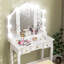 Ensemble de meuble-lavabo avec miroir et tabouret, bureau de meuble-lavabo avec rangement, blanc