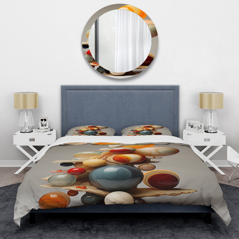 Ensemble de housse de couette Abstract Geometric Marbles Pyramid II - Abstract Modern Shapes