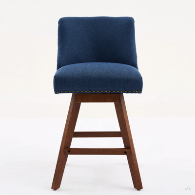 Tabouret de bar pivotant à hauteur de comptoir, ensemble de 2 tabourets de bar rembourrés à hauteur de siège de 26 po de hauteur, tissu bleu