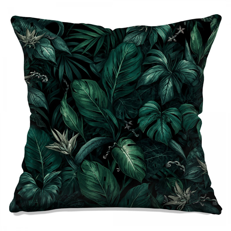 Tropical Greenery Leaves Double Sided Throw Pillows, 14 x 14 inches