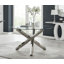 Vogo Modern Design Chrome and Glass Dining Table Set with 6 Quilted Faux Leather Dining Chairs-1135436086