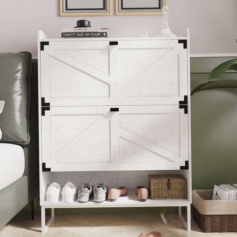 Shoe Cabinet With 2 Flip Drawers,Shoe Storage Cabinet For Entryway