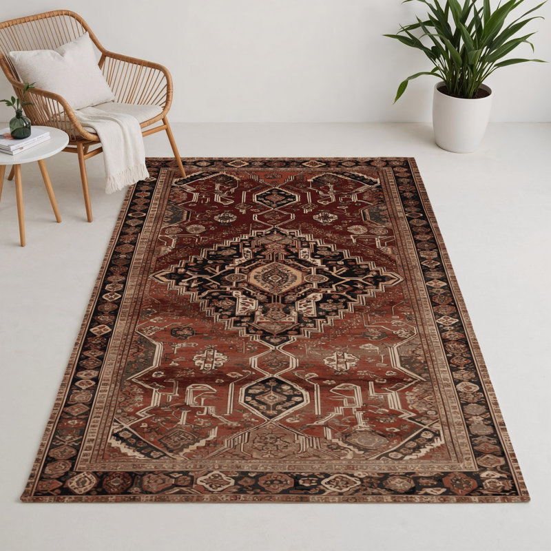 Tapis d'intérieur et d'extérieur brun Persian, Rectangle 5 pi x 7 pi