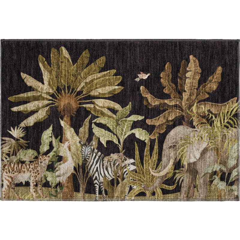 Premium Machine Washable Cerrito AMF203 Midnight Rug, Rectangle 1'8" x 2'6"