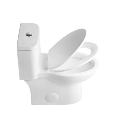 17" Height Toilet With 1.1/1.6 System, Rimless Bowl, Soft Close Seat, Glossy White 006 For Bathroom Modern Double Flush, Wash Basin, Gentle Gloss