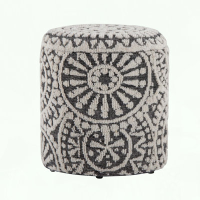 18" Storage Ottoman with Tufted and Knotted Handwoven Wool