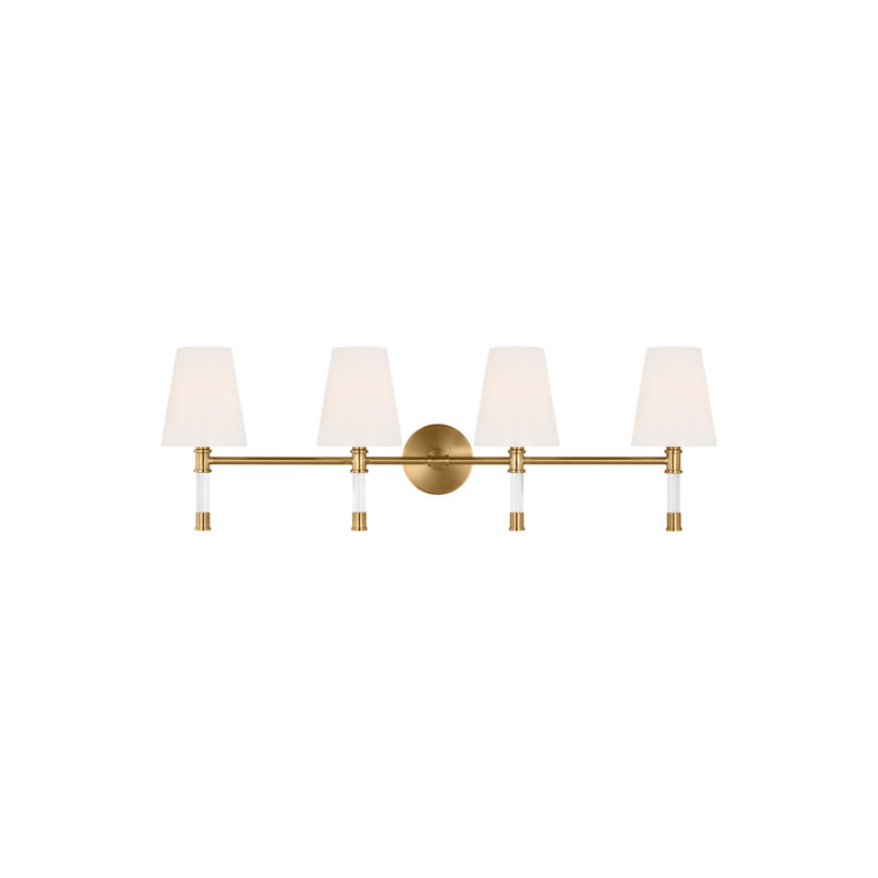 Michelly 4 - Light Dimmable Vanity Light, Burnished Brass, 4, 11"H x 34.1"W x 7.4"D