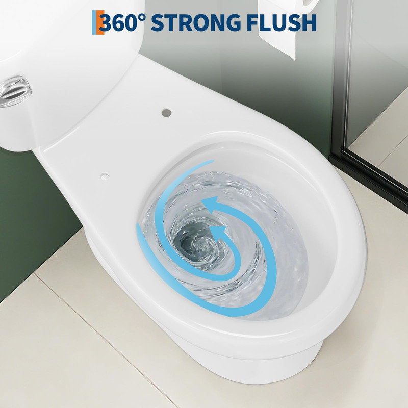 17" Round Two Piece Toilet – Side Mount Handle, White, 12" Rough-in