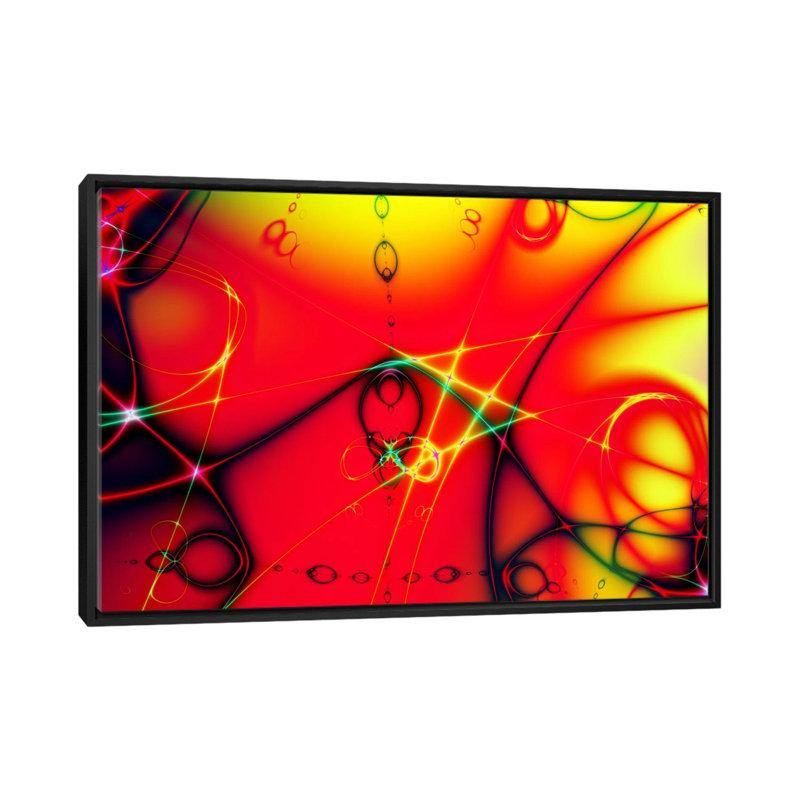 "Digital Fire Ball", impression sur toile, H 18 po x l 26 po x P 1,5 po, Toile avec cadre noir, Pas de tapis