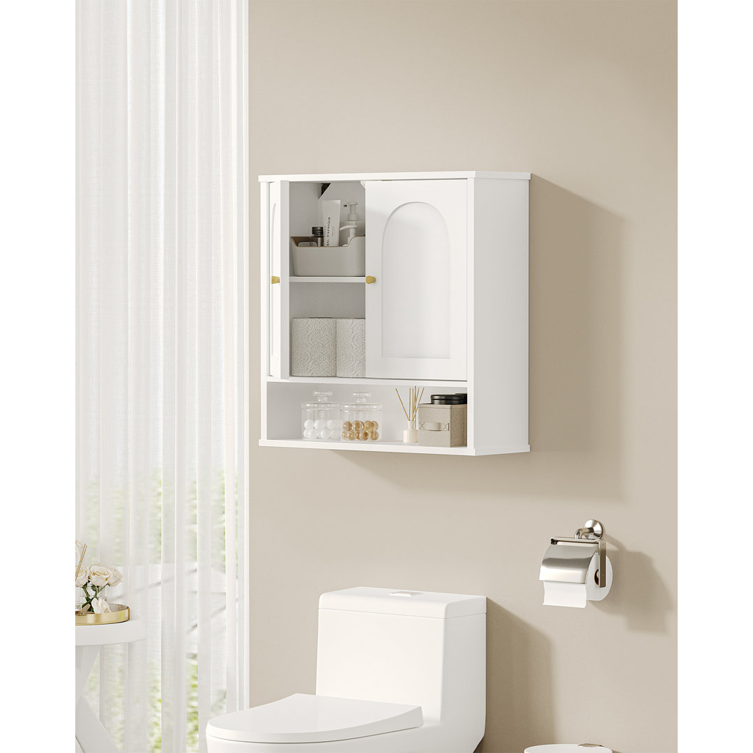 Bathroom Wall Cabinets, Over The Toilet Storage with 2 Doors and Adjustable Shelves, Wall Mounted Storage Cabinet for Living Room, Kitchen, Laundry, W