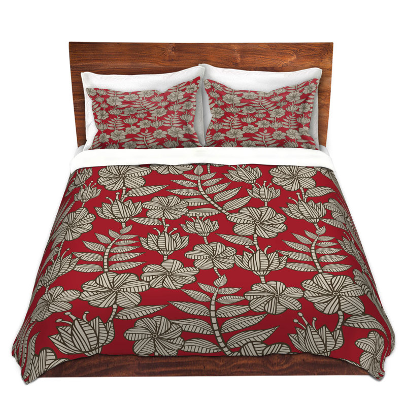  Ensemble de housse de couette Julia Grifol Kenia, 1 housse de couette grand + 2 taies standards, Rouge / Mauve