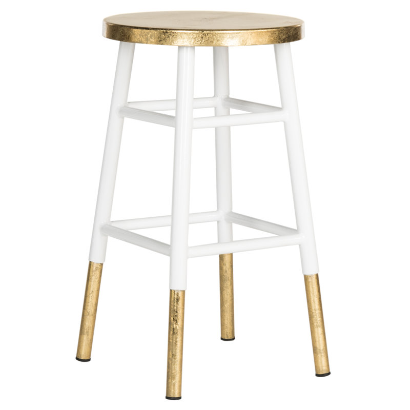 Tabouret de bar et de comptoir Amiaha, Blanc, Tabouret de comptoir (assise de 24 po de hauteur), Or