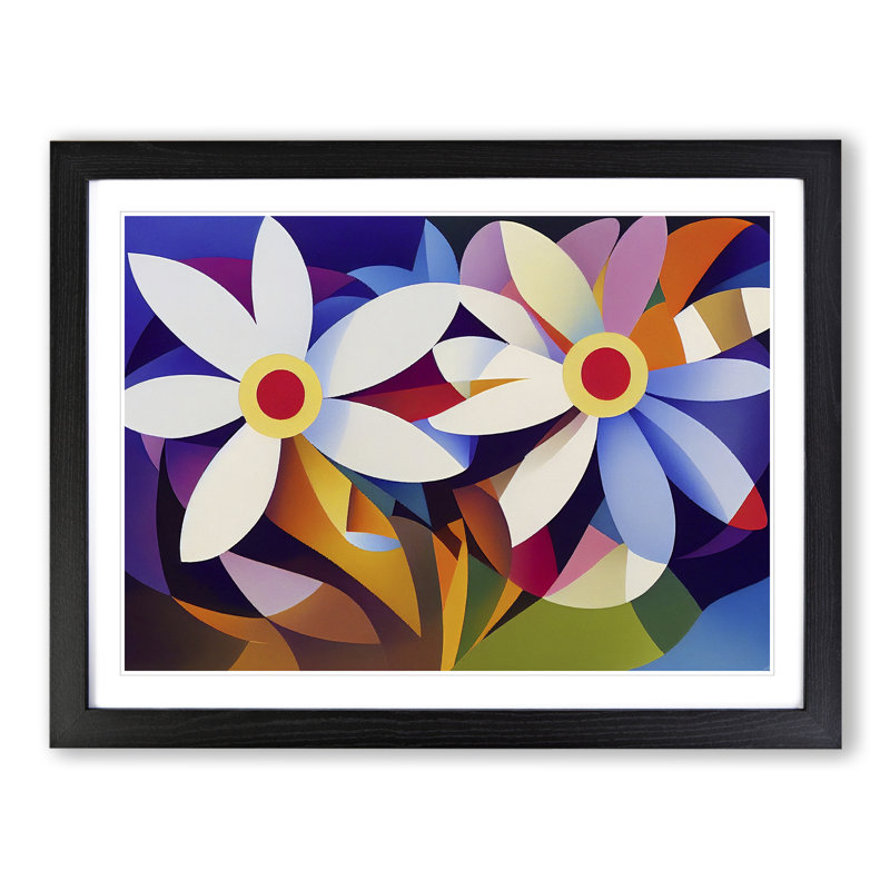 Daisy Flowers - Framed Print, 46cm H x 64cm W x 2cm D, Black