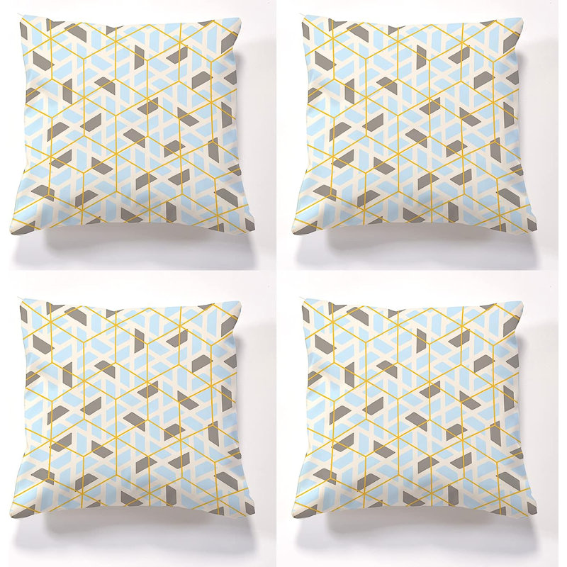 Aneshia Indoor / Outdoor Geometric Square Cushion, Powder Blue