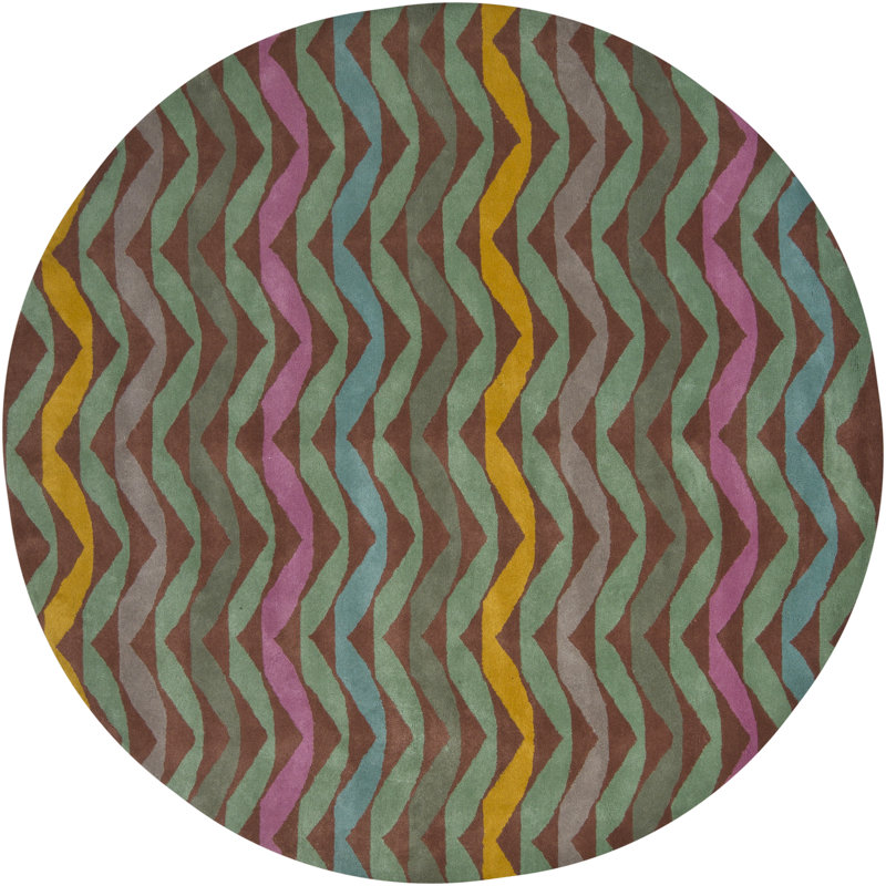 Cleavie Performance Wool Chevron Indoor Rug, Round 7'9"