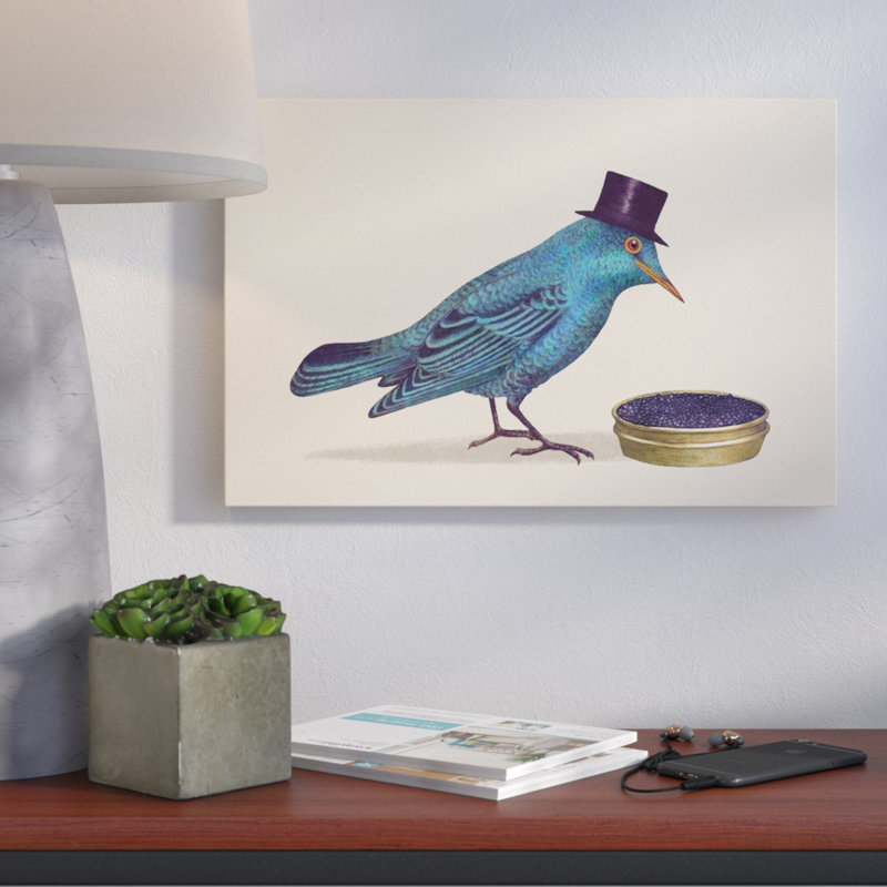«Gentlebirds Préfér Caviar», impression sur toile tendue, H 26 po x l 40 po x P 1,5 po, Toile tendue, Pas de tapis