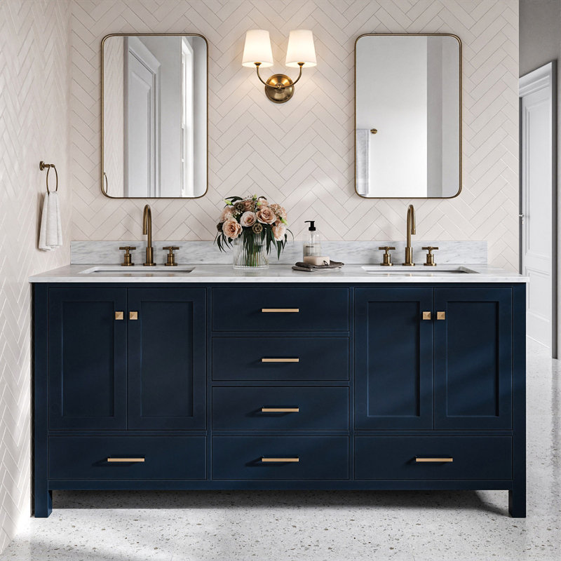 Meuble-lavabo double 72,25 "avec dessus Cambridge, Bleu minuit