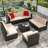 8-Persons Rattan Patio Furniture Conversation Set Outdoor Sectional Sofa for Backyard-1022562437