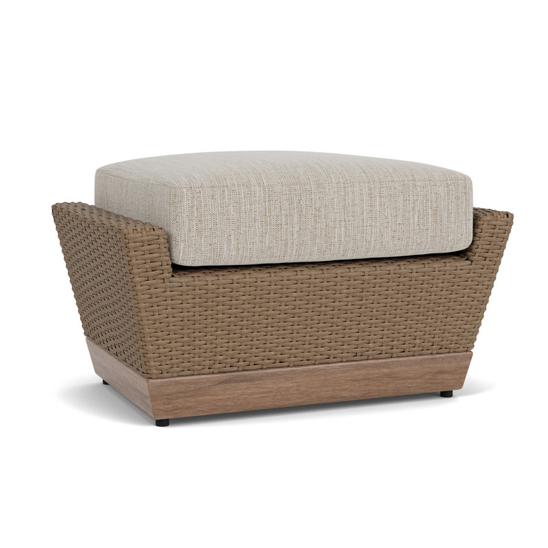 Charisma Rectangle Outdoor Ottoman Patio Ottoman, Friendly Flax