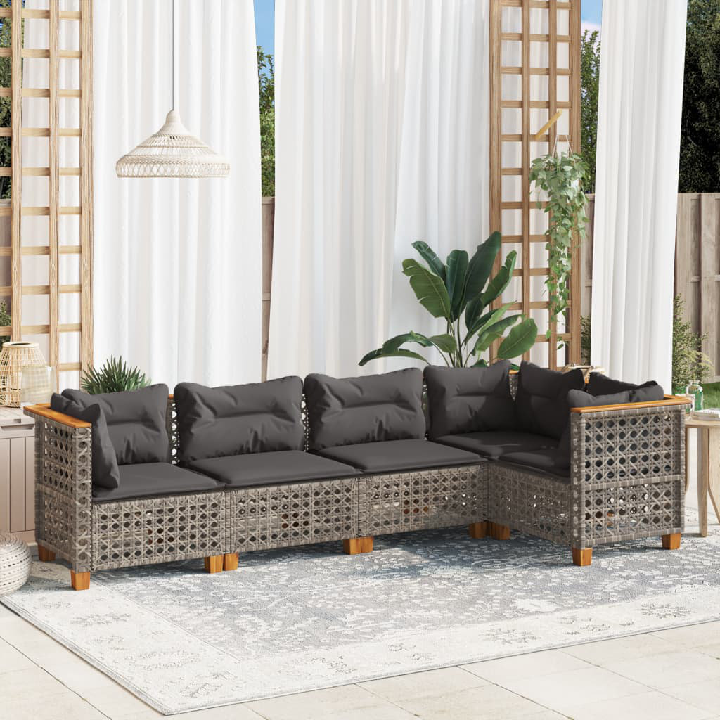 4-Sitzer Lounge-Set Bertraud aus Polyrattan mit Kissen