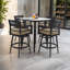 Ensemble de bar d'extérieur moderne 5 pièces, noir Ember avec table inspirée du marbre et 4 chaises pivotantes, coussin Sunbrella-231892305