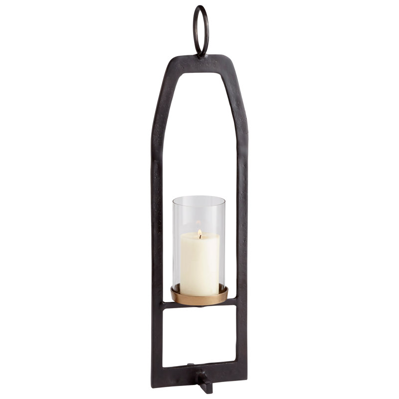Hubert Tabletop Lantern, Bronze, 36" H x 9.5" W x 7" D