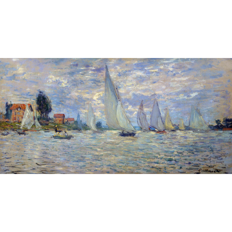 Les Barques Régates À Argenteuil by Claude Monet - Wrapped Canvas Print, 60cm H x 120cm W x 4cm D