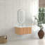 Meuble-lavabo mural flottant 30 po en bois massif de couleur noyer naturel avec lavabo en céramique blanc pré-assemblé-129683851