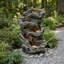 Fontaine d'extérieur en bois flottant naturel avec lumières DEL et pompe certifiée ETL - Cascade de jardin à plusieurs niveaux