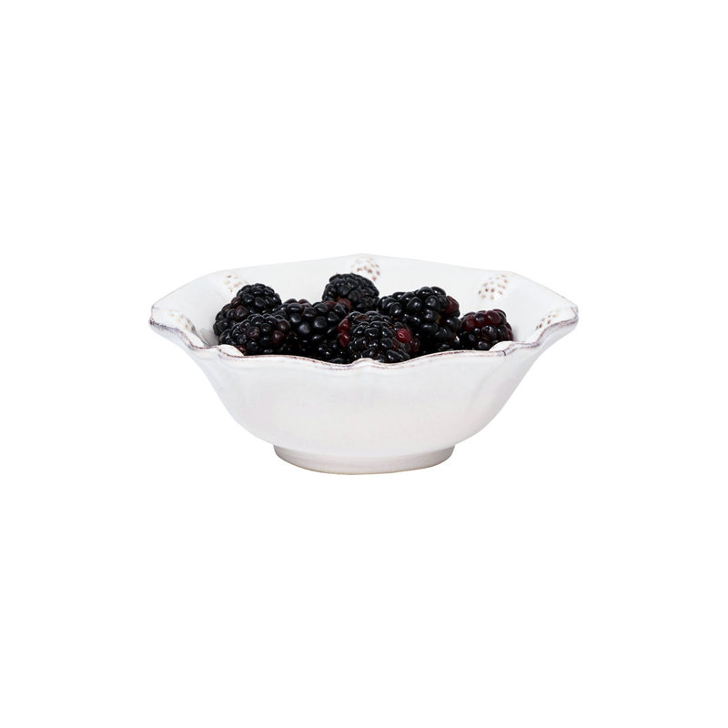 Whitewash Ceramic Berry Bowl with Scalloped Edge - 11oz