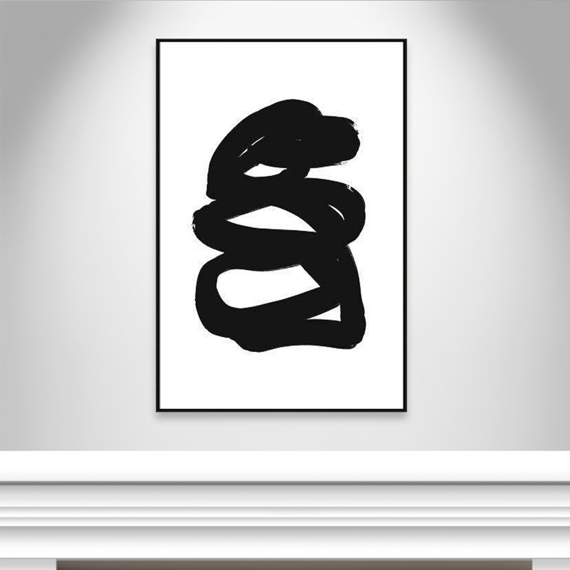 Collection de dessins au trait «The Hug» par Leah Straatsma, H 61,5 po x l 41,5 po x P 2 po, Cadre flottant espresso