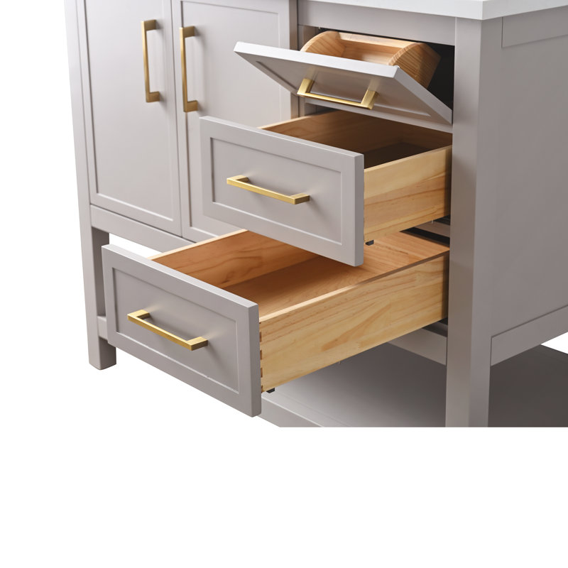 Ensemble de meuble-lavabo simple 42 po Vicini, Taupe / or brossé