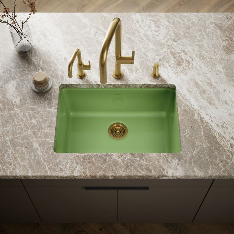 IronTones Kohler 27" L x 18.75" W Dual Mount Kitchen Sink, Fresh Green