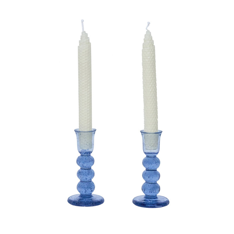 Provence Candlestick, Chambray, 5" H x 2.5" W x 2.5" D