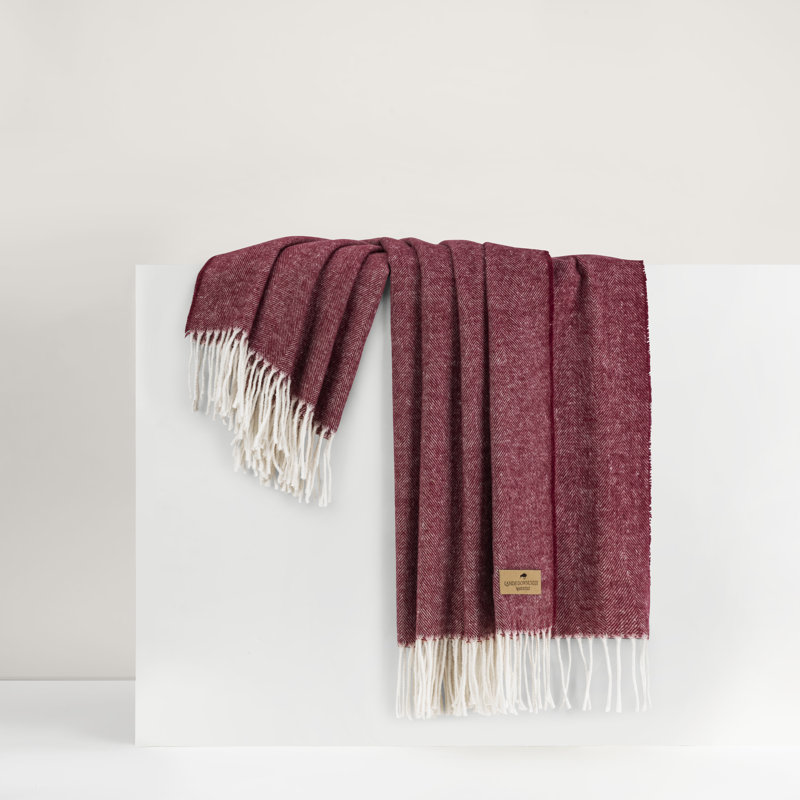 Italian Herringbone Throw Blanket, Cranberry