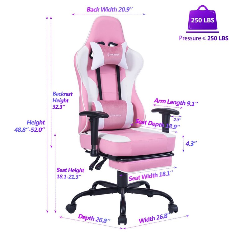 Erommy Gaming Chair with Headrest and Lumbar Support Lumbar Pillow