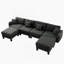 Élégant canapé modulaire en U à 4 places en tissu Boucle avec accoudoirs distinctifs en forme de coquillage, 2 repose-pieds mobiles et pieds cylindriques pour une assise confortable-1359638703