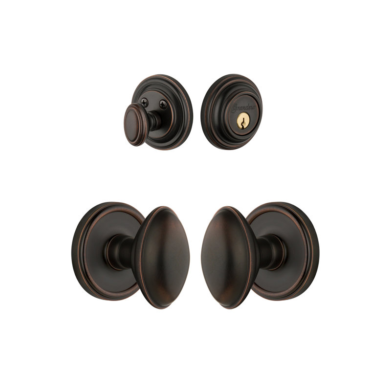 Georgetown Rosette Complete Entry Set with Single Cylinder Deadbolt and Eden Prairie Knob, Timeless Bronze