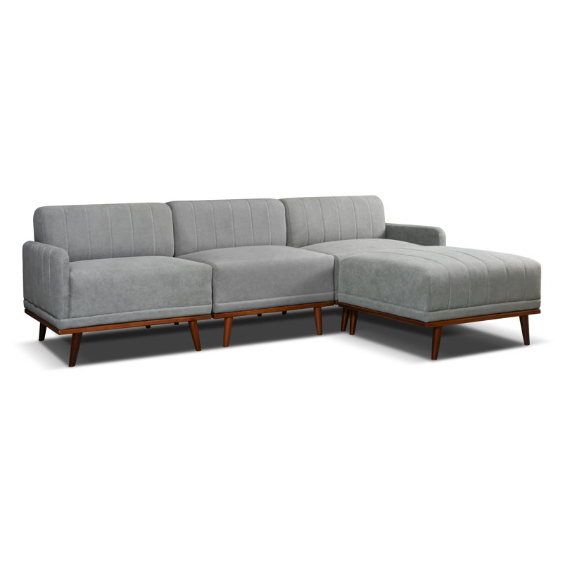 Sjard 4 Seater Sofa & Chaise, Right Hand Facing, Grey Polyester Blend
