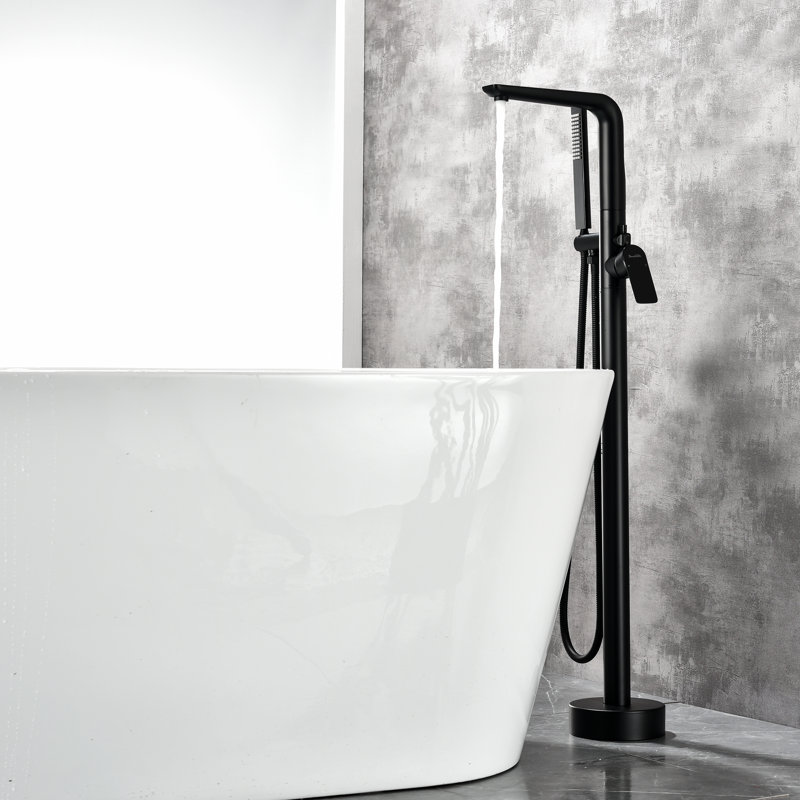 1 Handle Floor Clawfoot Tub Faucet with Diverter, Black
