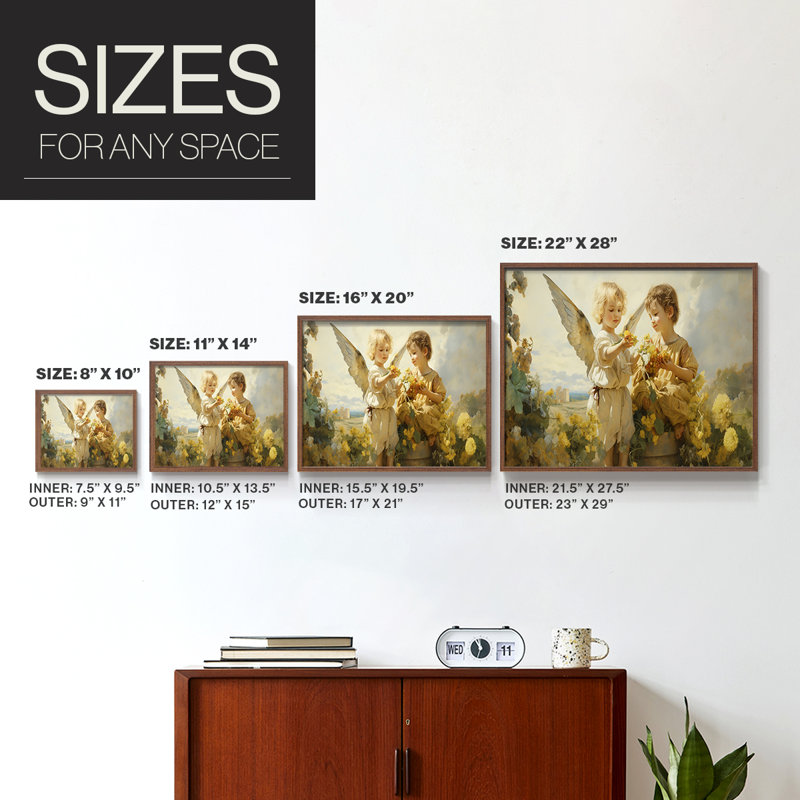 Angels From Above-XXI - Reproduction encadrée - Restickable, H 11 po x l 14 po, Cadre noyer