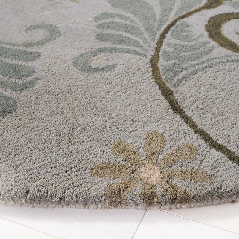 Tapis gris en laine touffeté à la main Chanler, Carré 6 pi