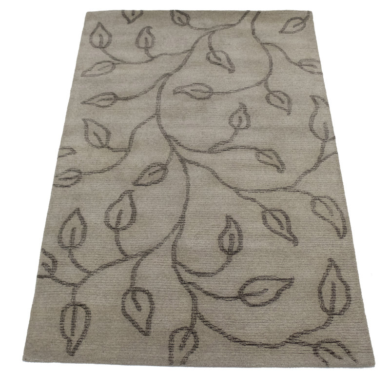 Tapis beige en laine touffeté à la main 5 x 8