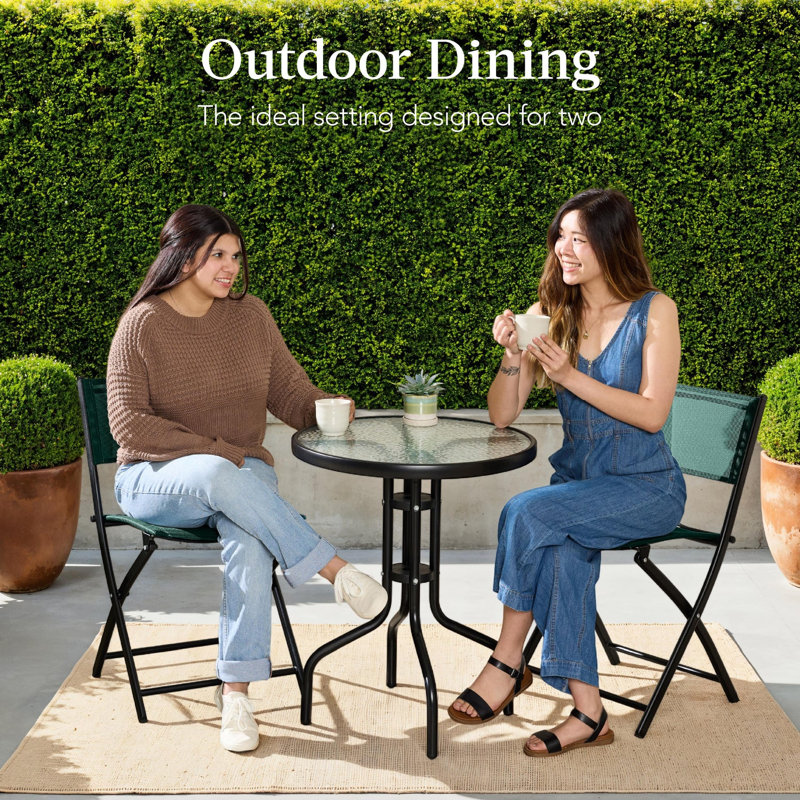 3-Piece Bistro Set, Dark Green