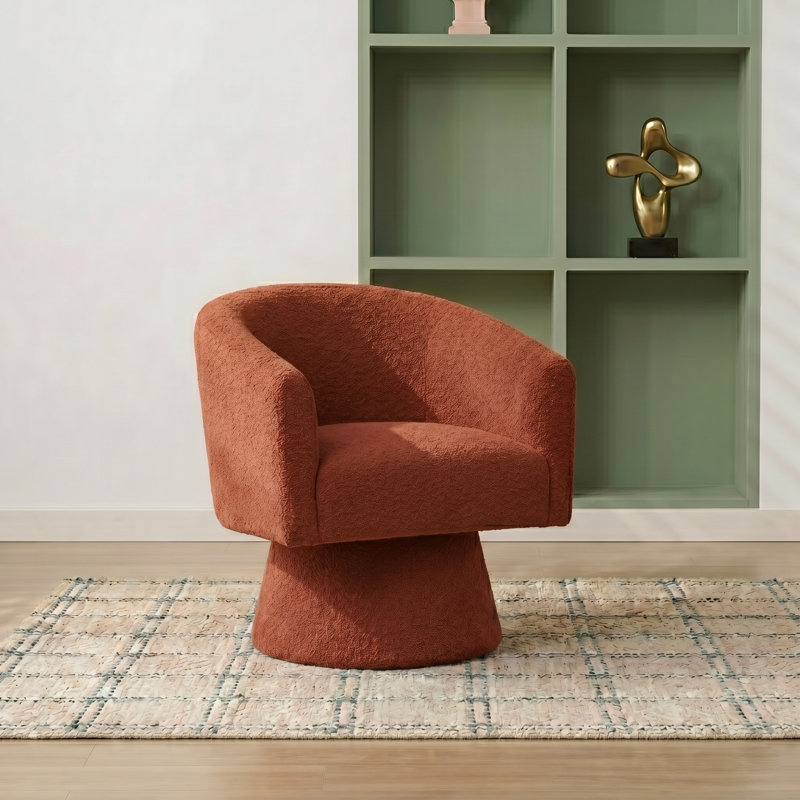 Caleigha Fabiola 27.9'' Swivel Barrel Chair, 100 % polyester orange